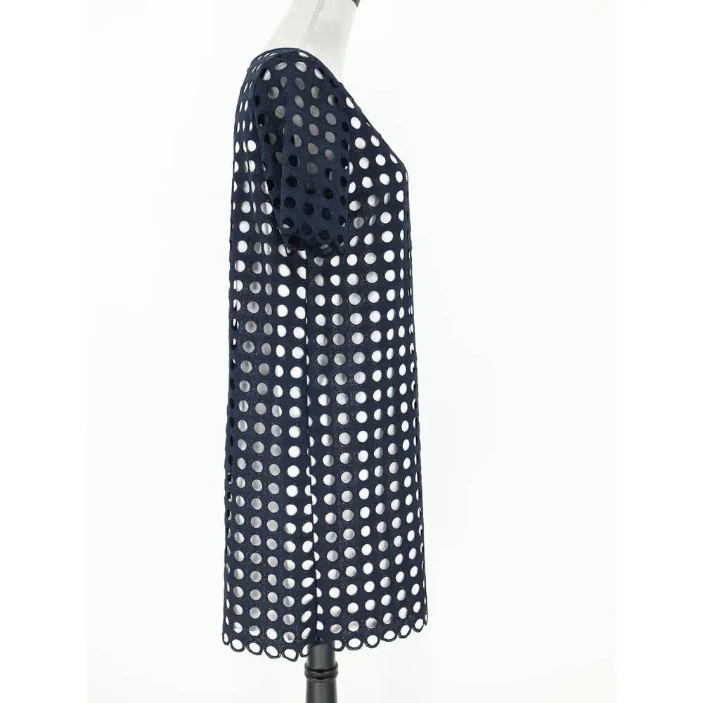 Catherine Malandrino Dress Womens 4 Navy Blue White Lining Shift Office Career - Picture 10 of 12